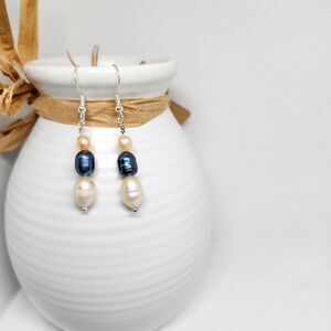 Handmade Baroque Freshwater Pearl Earrings Teardrop Sterling Silver